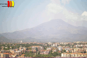 Etna, pohled z Catanie, Itálie
